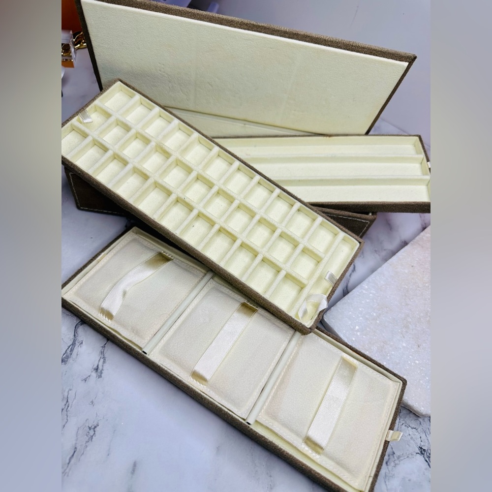 EUC Pandora Brown and Tan Faux Suede 3 Tier Jewlery Box - Picture 13 of 14